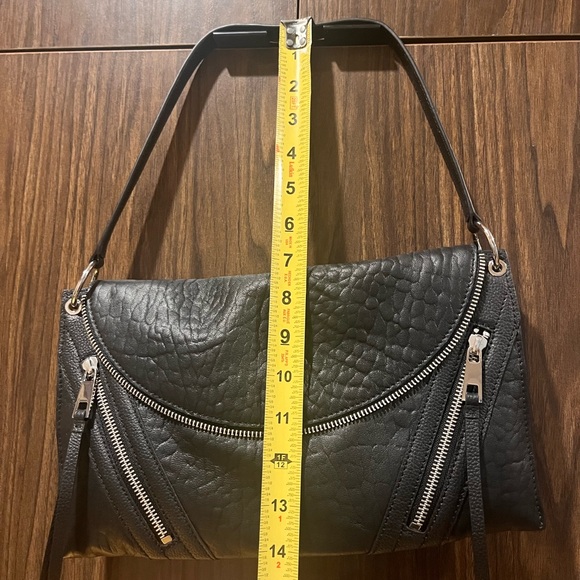 Vince Camuto - Black Pebbled Leather Purse with Silver Hardware and Zippers - Picture 5 of 9